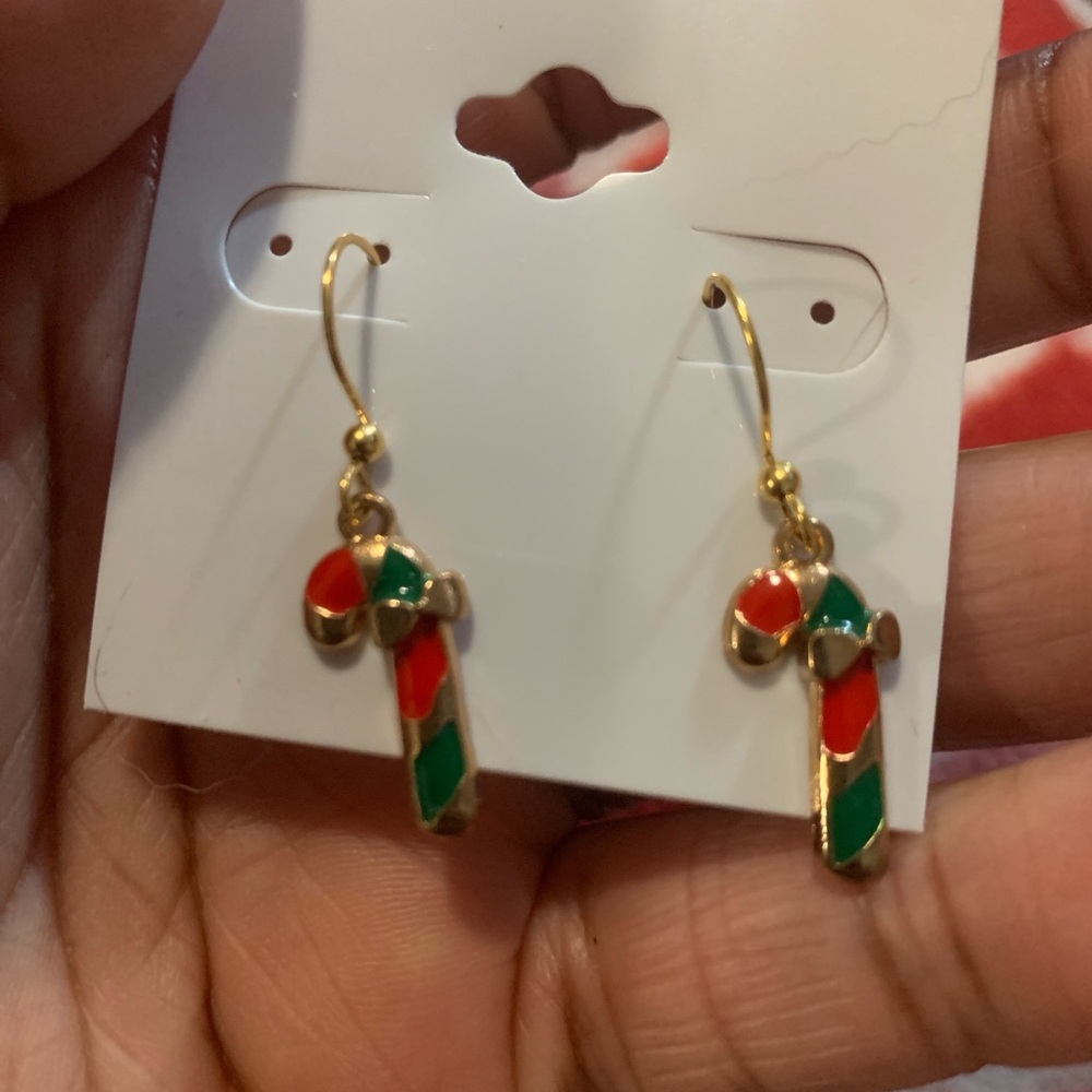 NWOT Festive Candy Cane Earrings